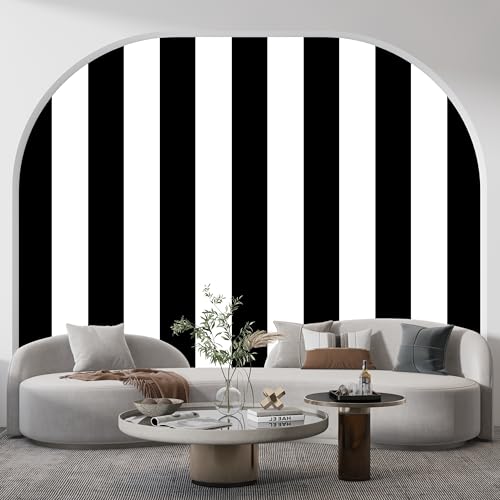 FOKRIM Black & White Striped Wallpaper for Walls 45x300cm | Peel & Stick Waterproof PVC Wall Sticker | Self Adhesive Modern Vertical Stripe Wall Décor for Living Room Bedroom Kitchen Furniture - Image 2