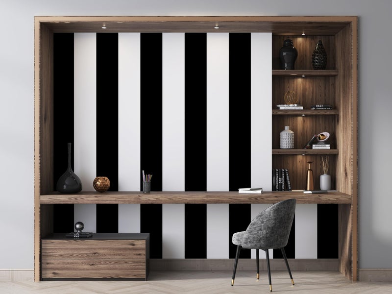 FOKRIM Black & White Striped Wallpaper for Walls 45x300cm | Peel & Stick Waterproof PVC Wall Sticker | Self Adhesive Modern Vertical Stripe Wall Décor for Living Room Bedroom Kitchen Furniture - Image 4