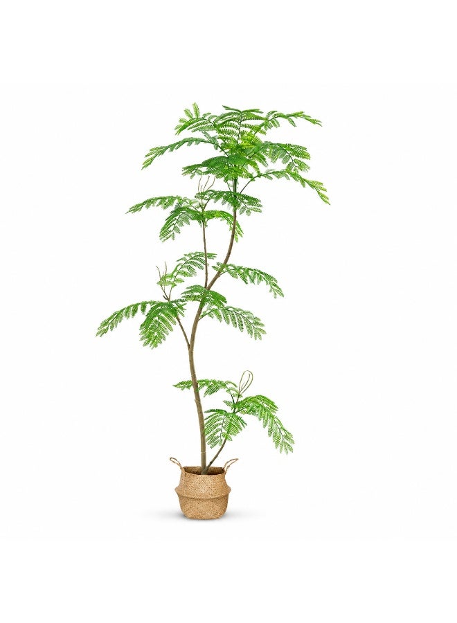 Sinyin Artificial Jacaranda Tree with Woven Basket Large Faux Plant Indoor Decorative Tree Fake Green Plant for Living Room Bedroom Office Hotel Home Decor - Image 1