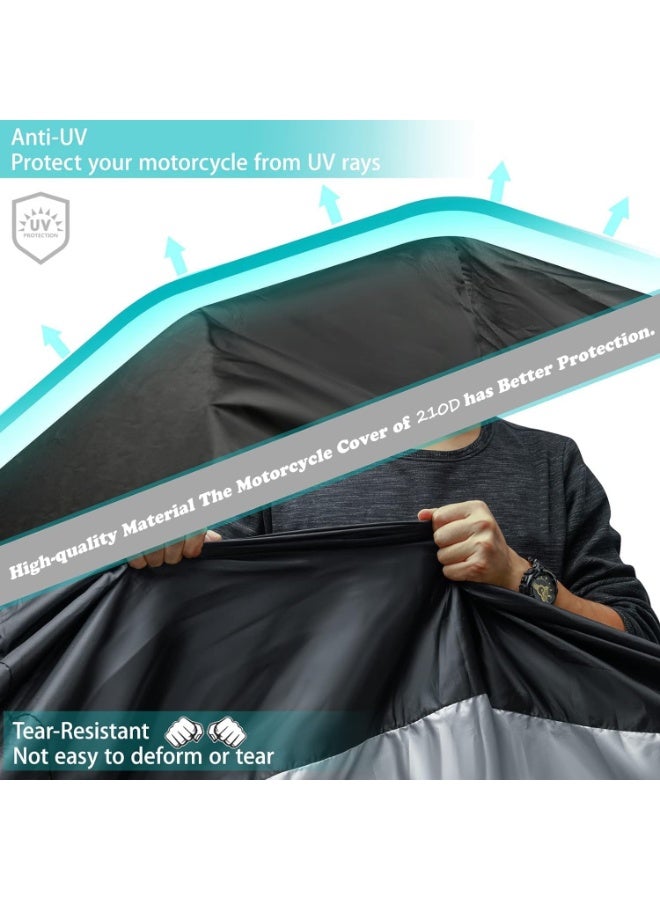 Bukela Motorcycle Vehicle Cover Waterproof Outdoor UV 210D, All Season Universal Weather Durable Quality Waterproof Sun Outdoor Protection Scooter Shelter Tear Proof Night Reflective & Lock-Holes (3XL) - Image 4