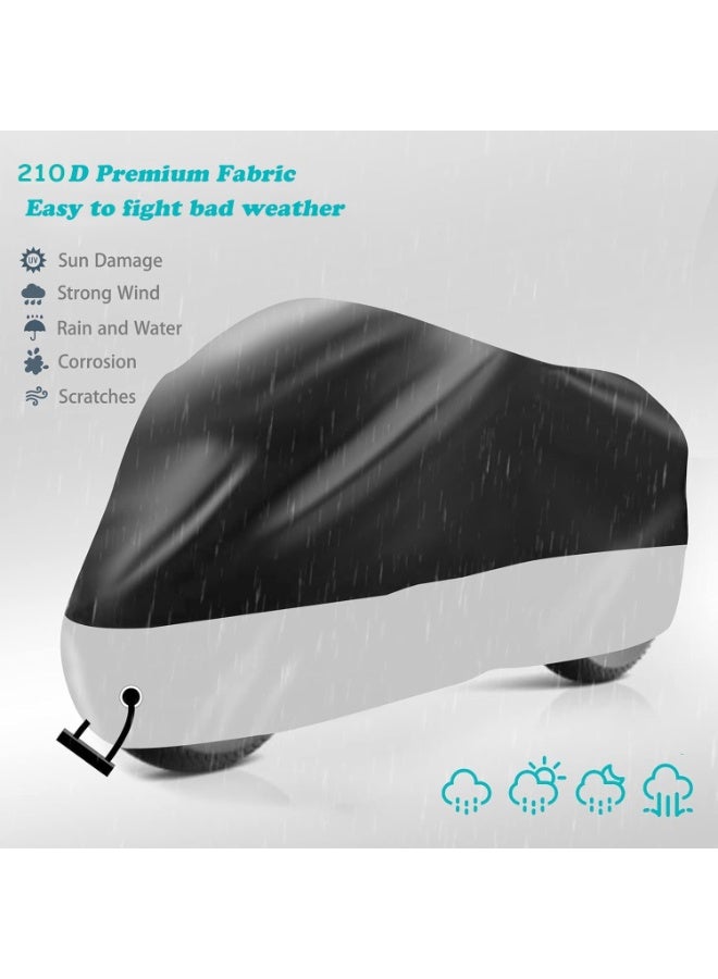 Bukela Motorcycle Vehicle Cover Waterproof Outdoor UV 210D, All Season Universal Weather Durable Quality Waterproof Sun Outdoor Protection Scooter Shelter Tear Proof Night Reflective & Lock-Holes (3XL) - Image 2