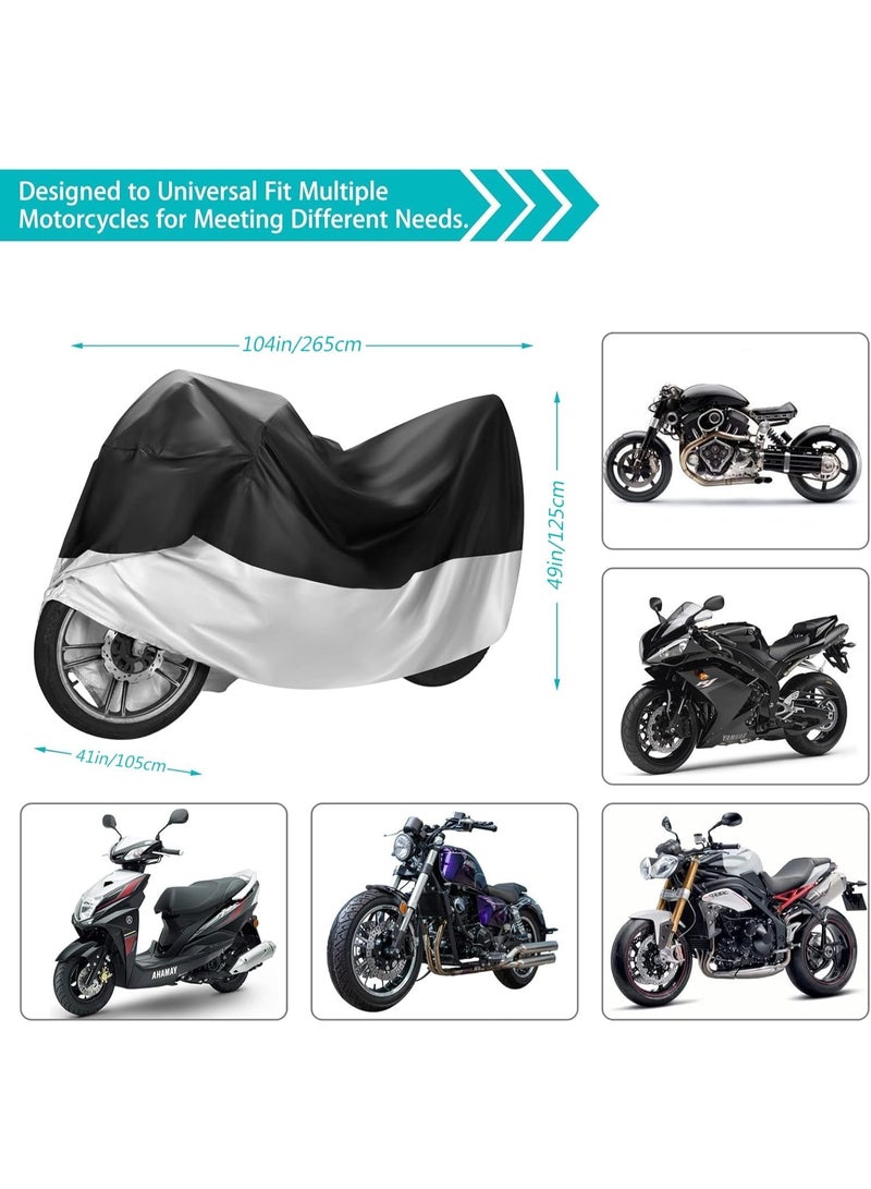 Bukela Motorcycle Vehicle Cover Waterproof Outdoor UV 210D, All Season Universal Weather Durable Quality Waterproof Sun Outdoor Protection Scooter Shelter Tear Proof Night Reflective & Lock-Holes (3XL) - Image 3