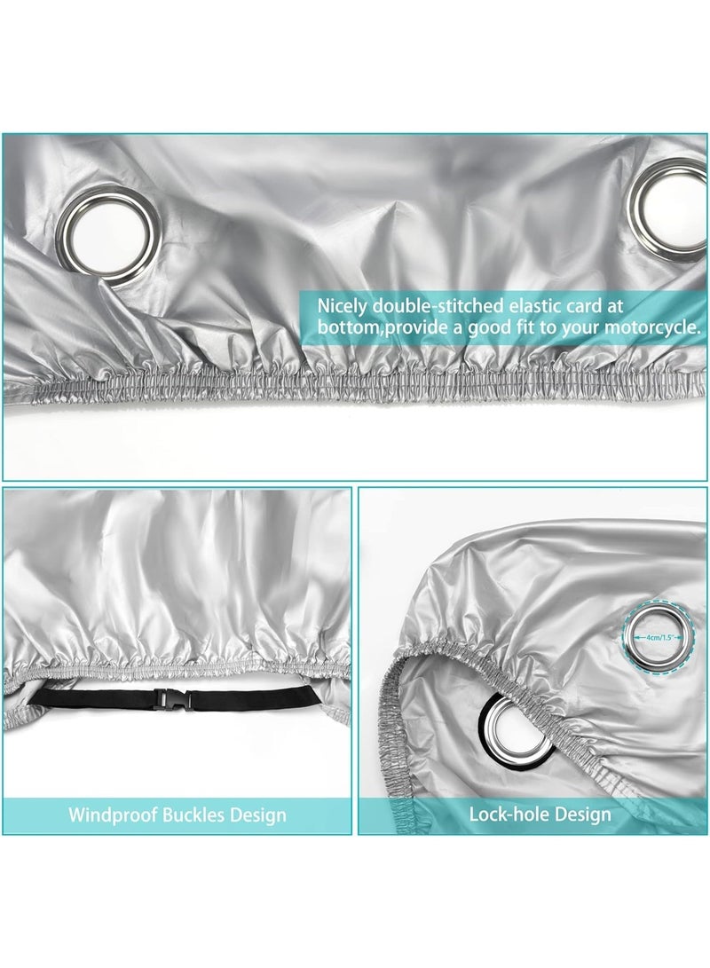 Bukela Motorcycle Vehicle Cover Waterproof Outdoor UV 210D, All Season Universal Weather Durable Quality Waterproof Sun Outdoor Protection Scooter Shelter Tear Proof Night Reflective & Lock-Holes (3XL) - Image 5