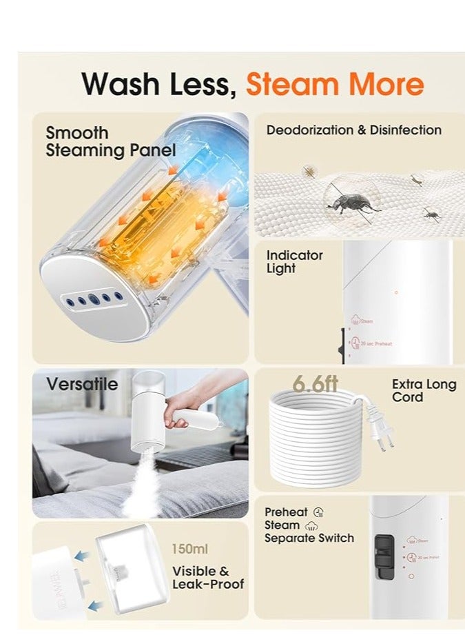 Handheld Steamer for Clothes, 1000W Foldable Travel Steamer, 20-Second Preheat Garments Wrinkle Remover, 120V Portable Hand Steamer with 150ml Water Tank, Clothes Steamer for Home Travel  - Image 3