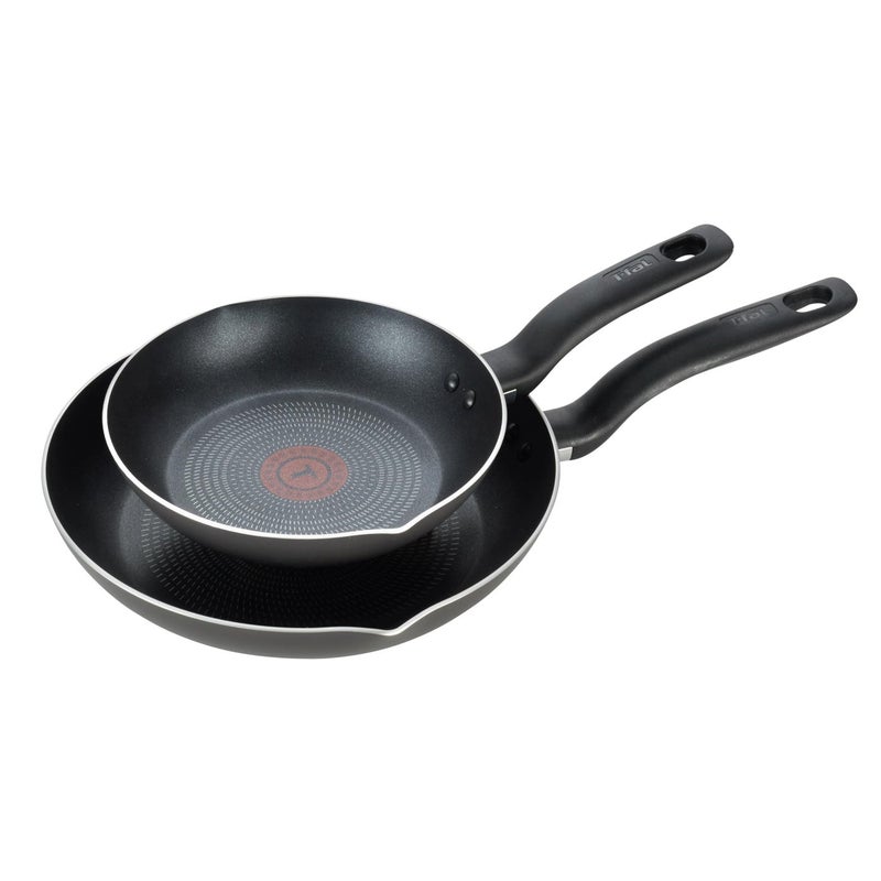 T-fal Initiatives Non Stick Fry Pan 2 Piece Set, 8.5, 10 Inch, Oven Broiler Safe 350F, Cookware, Kitchen Cooking Set, Skillets, Frying Pans, Egg Pan, Omelet Pan, Pots and Pans, Dishwasher Safe, Black - Image 2