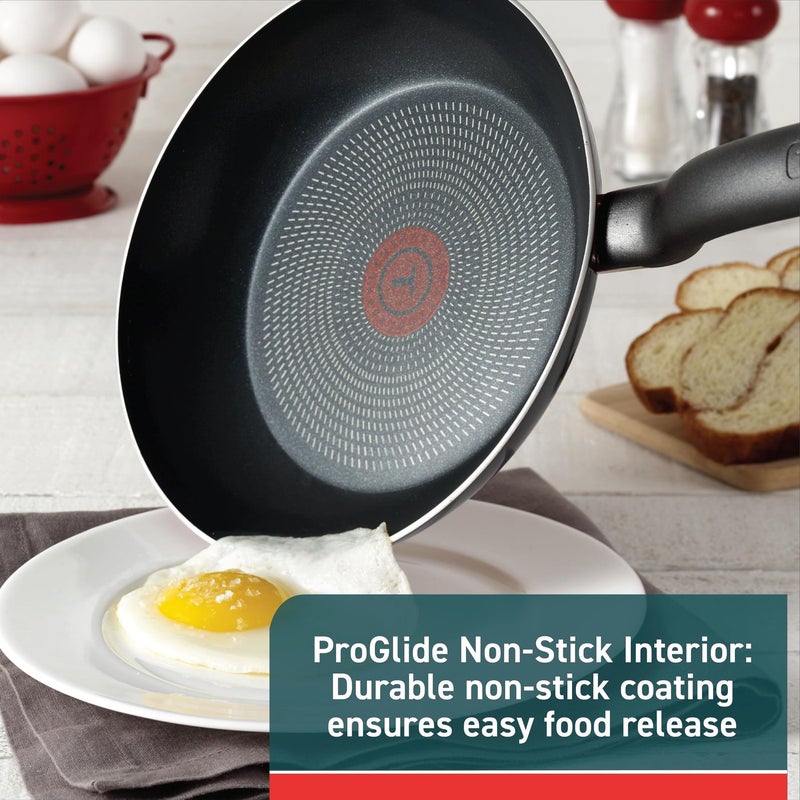 T-fal Initiatives Non Stick Fry Pan 2 Piece Set, 8.5, 10 Inch, Oven Broiler Safe 350F, Cookware, Kitchen Cooking Set, Skillets, Frying Pans, Egg Pan, Omelet Pan, Pots and Pans, Dishwasher Safe, Black - Image 3