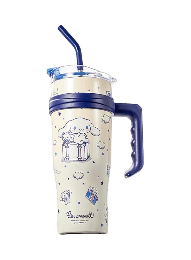 Generic Cinnamoroll Stainless Steel Insulated Glass with Lid, Straw and Handle 1200ml - White - Image 1