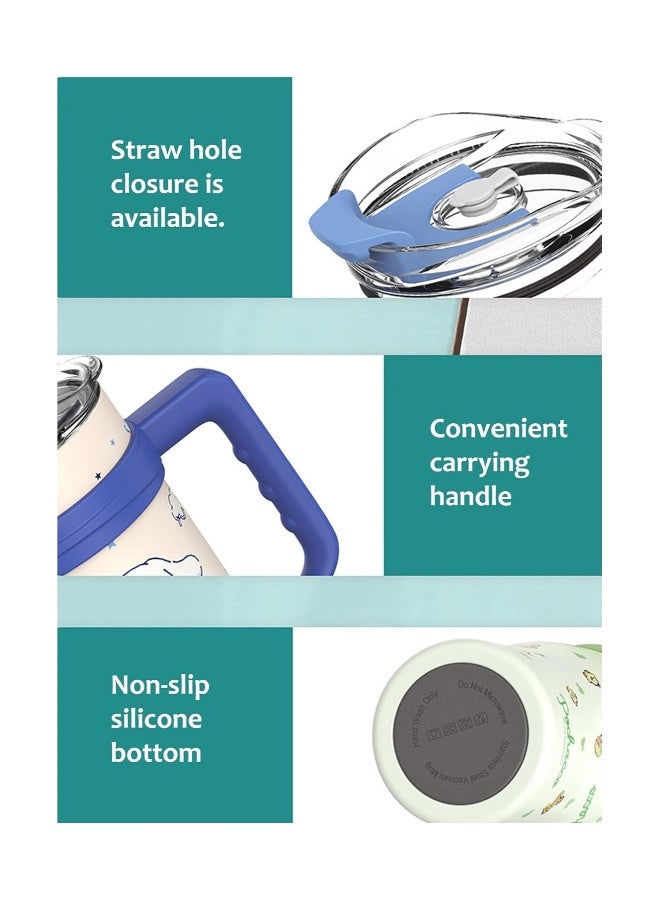 Generic Cinnamoroll Stainless Steel Insulated Glass with Lid, Straw and Handle 1200ml - White - Image 3