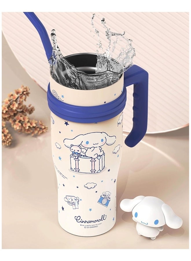 Generic Cinnamoroll Stainless Steel Insulated Glass with Lid, Straw and Handle 1200ml - White - Image 4