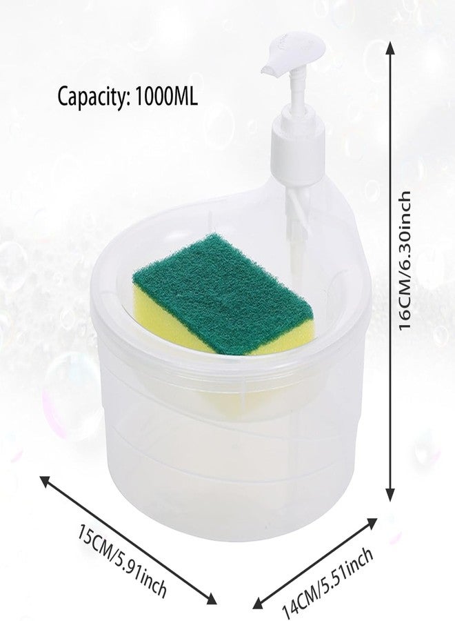Deoxys Dish Soap Dispenser with Sponge Holder 2 in 1 1000ml Transparent Soap Dispenser PE Dish Soap Dispenser for Kitchen Restaurant Dish Soap Dispenser - Image 3