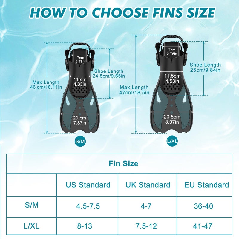 KUYOU Mask Fins Snorkeling Gear for Adults - Wide View Anti-Fog Mask, Full Dry Top Snorkel Gear Set (Dark Celadon, S/M) - Image 5