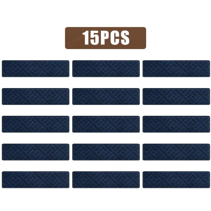 OXKVPVF Non-Slip Carpet Stair Treads for Indoor Wooden Steps, Made of Polyester and Reusable Adhesive, Suitable for Kids Elders and Pets of 15 Pack 8 "X 30" ï¼ˆNavy Linesï¼‰ - Image 2