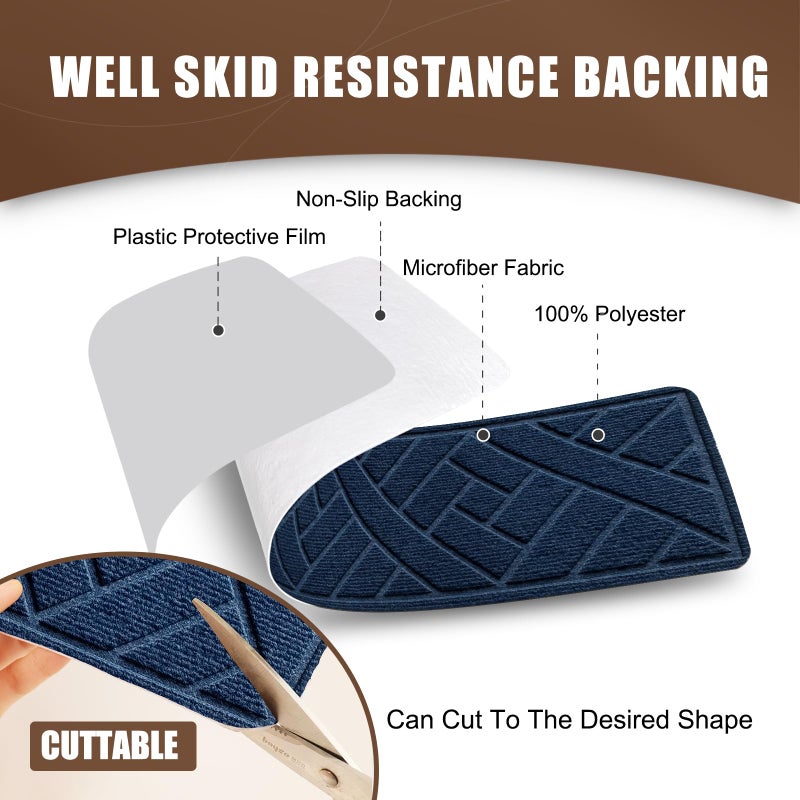 OXKVPVF Non-Slip Carpet Stair Treads for Indoor Wooden Steps, Made of Polyester and Reusable Adhesive, Suitable for Kids Elders and Pets of 15 Pack 8 "X 30" ï¼ˆNavy Linesï¼‰ - Image 5