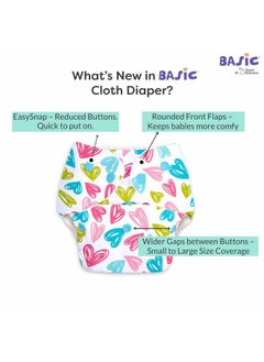 Superbottoms Basic Reusable Cloth Diaper With New Quick Dry Ultrathin Pads 100% Cloth Freesize Diapers For Baby 03 Yrs Stay Dry & Lasts Up To 3Hrs Trim Fitting Dries 2Times Faster Hearts  - Image 5