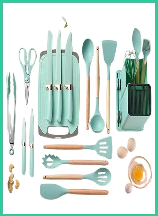 Premium 19-Piece Silicone Kitchen Utensil Set - Heat Resistant, Non-Stick Cooking Tools with Holder | Durable & BPA-Free  - Image 1