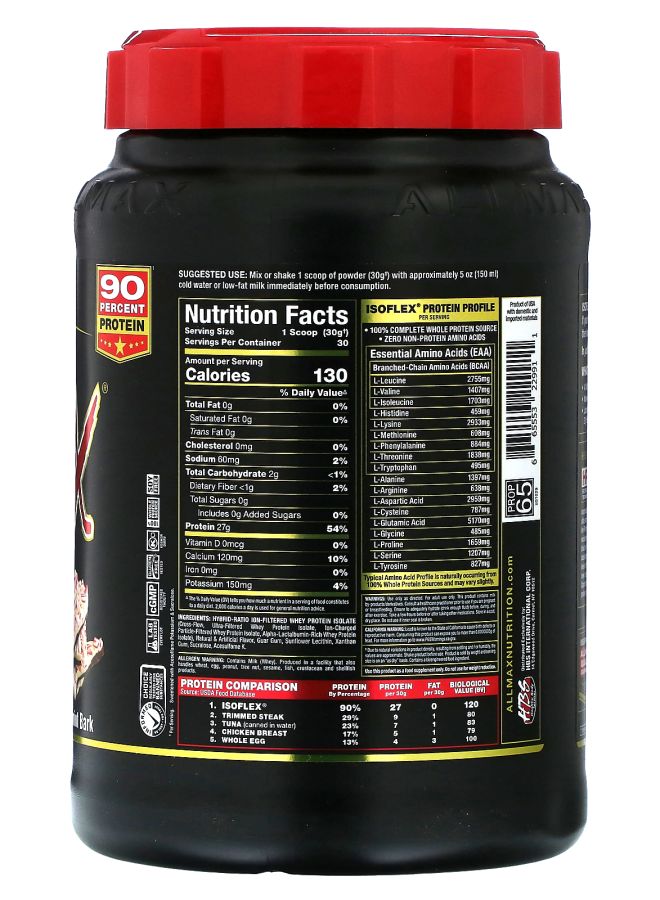 Allmax ISOFLEX® Pure Whey Protein Isolate Peppermint Bark 2 lbs (907 g) - Image 2