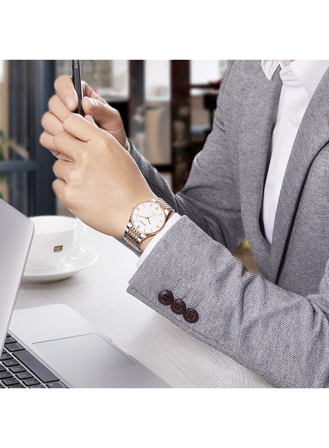 Rosdn Men's Quartz Watch Steel Band Minimalist Ultra-thin Waterproof Couple Watch Birthday New Year Gift For Boyfriend - Image 2