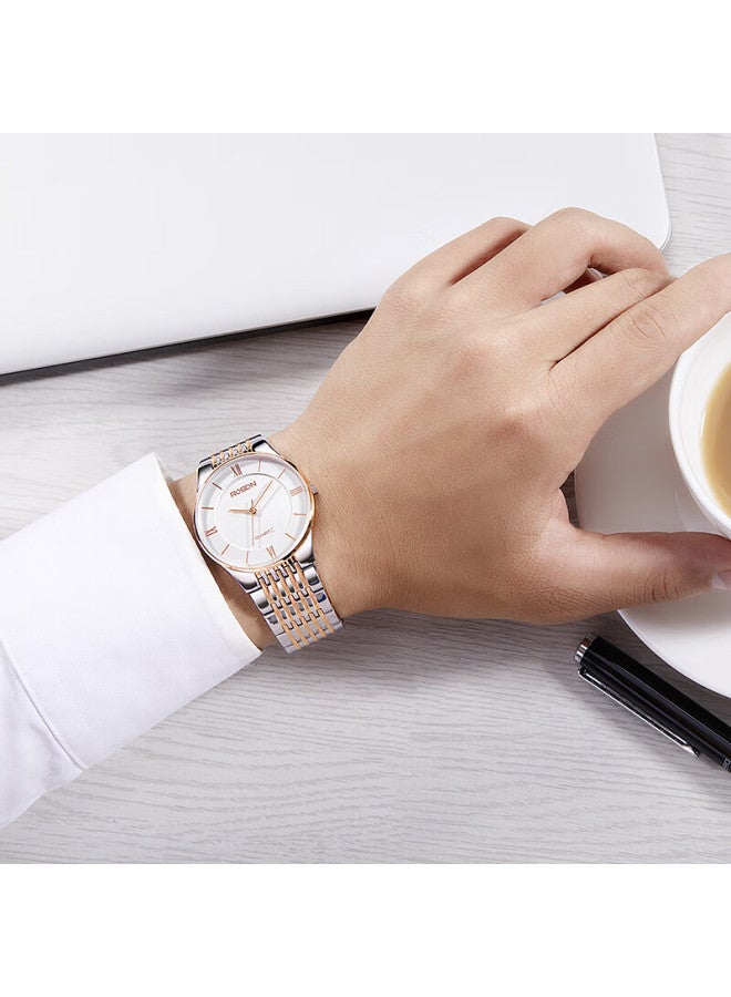 Rosdn Men's Quartz Watch Steel Band Minimalist Ultra-thin Waterproof Couple Watch Birthday New Year Gift For Boyfriend - Image 1
