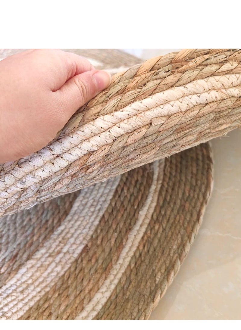 LINGWEI Handwoven Oval Jute Area Rug - Eco-Friendly Natural Fiber Carpet with Rustic Beige & Brown Stripes, Perfect for Living Room, Bedroom, or Entryway"  - Image 4