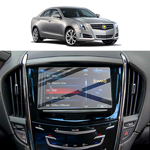 SKTU Screen Protector Foils for 2013-2019 Cadillac ATS SRX CUE infotainment interface 8In Navigation Display Tempered Glass 9H Hardness Anti Glare HD Clear LCD GPS Touch Screen Protective Film - Image 1