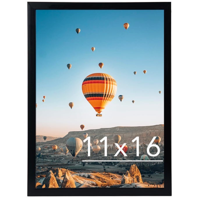 11X16 PICTURE FRAME BLACK FOR WALL HANGING WALL MOUNTING HORIZONTALLY OR VERTICALLY 11 X 16 WALL GALLERY POSTER PHOTO FRAME WITH SHATTER RESISTANT PLEXIGLASS BLACK