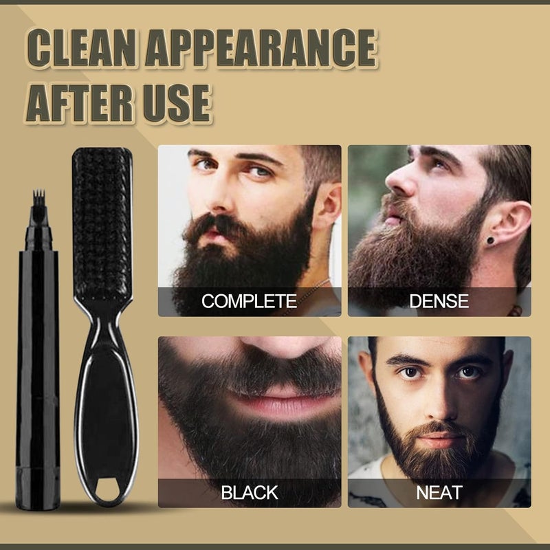Makbeaty Beard Pencil Filler for Men, Beard Filling Pen Kit - WaterProof, Long Lasting Coverage & Natural Finish - Beard, Moustache & Eyebrows - Beard Dye for Men - Bristle Brush Included (Black) - Image 5