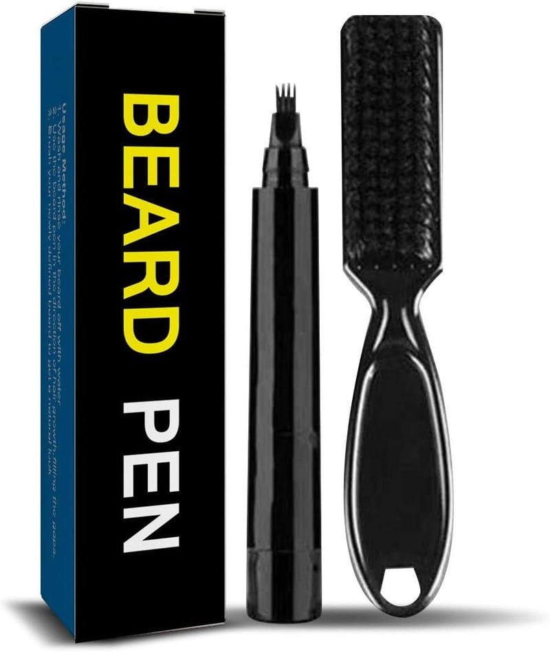 Makbeaty Beard Pencil Filler for Men, Beard Filling Pen Kit - WaterProof, Long Lasting Coverage & Natural Finish - Beard, Moustache & Eyebrows - Beard Dye for Men - Bristle Brush Included (Black) - Image 1