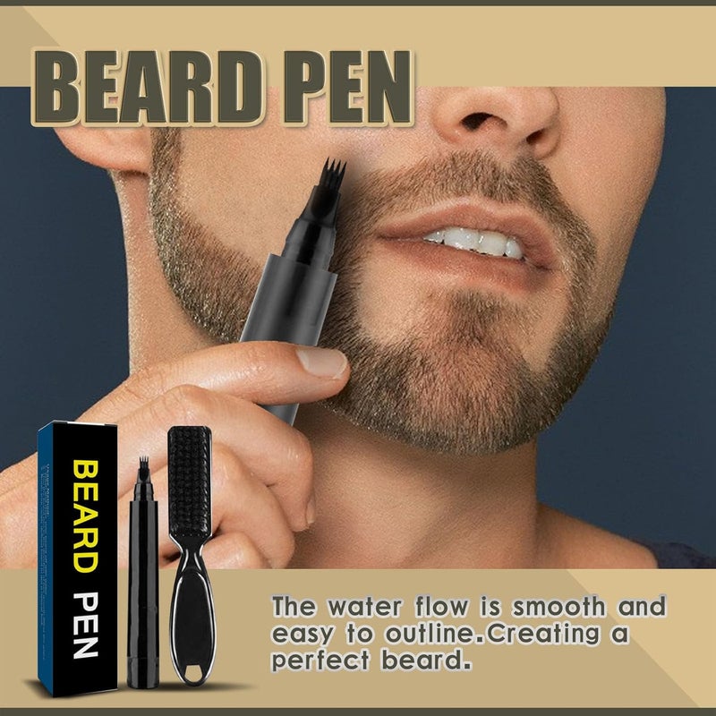 Makbeaty Beard Pencil Filler for Men, Beard Filling Pen Kit - WaterProof, Long Lasting Coverage & Natural Finish - Beard, Moustache & Eyebrows - Beard Dye for Men - Bristle Brush Included (Black) - Image 2