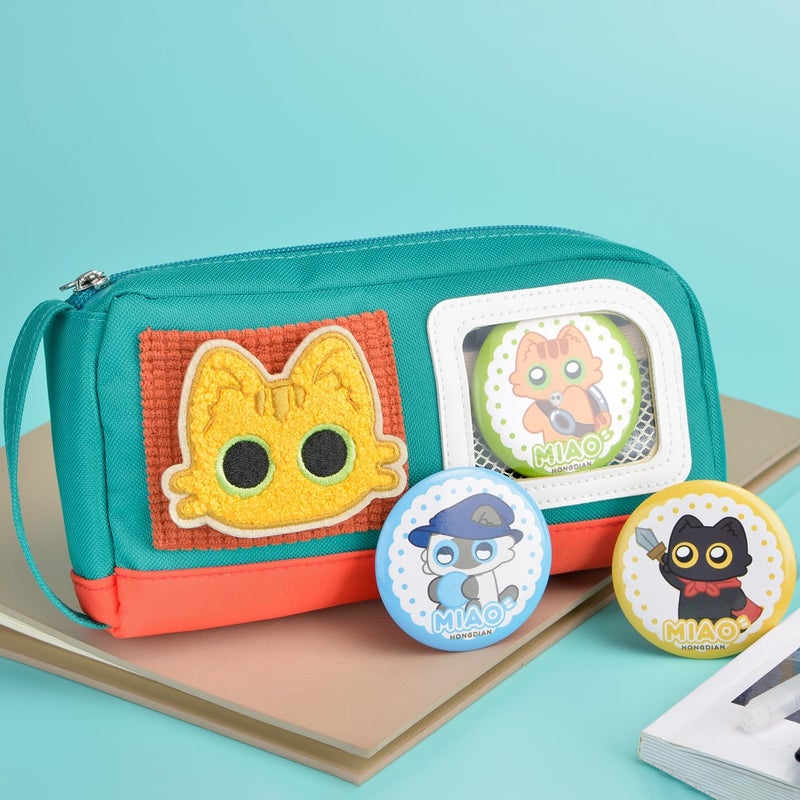 Lanxivi Pencil Case Large Capacity Adorable Cat Pencil Pouch Stationery Pen Bag Teen Girls Boys Magic Sticker Decoration Badges Trendy budget practical design - Image 2