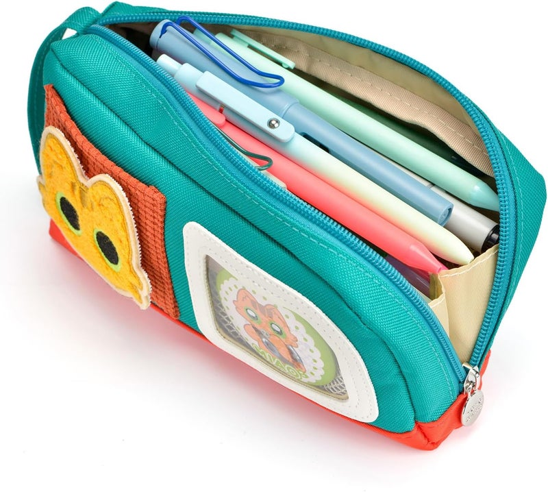 Lanxivi Pencil Case Large Capacity Adorable Cat Pencil Pouch Stationery Pen Bag Teen Girls Boys Magic Sticker Decoration Badges Trendy budget practical design - Image 3