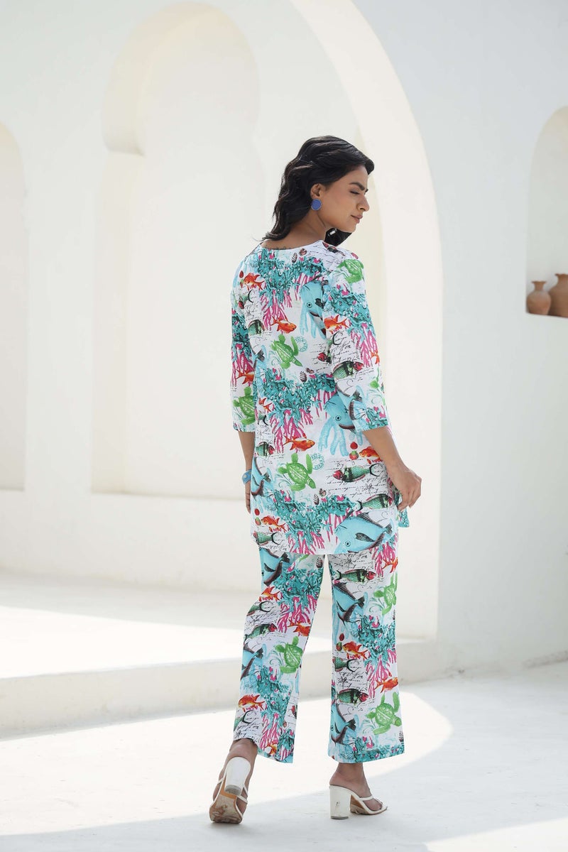 Label Flavia طقم كوردز أزرق سماوي للنساء - Image 3