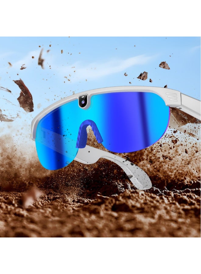 ZESITH White-Blue Bluetooth Camera Glasses, 800W Anti-Shake, Photo Video Record, Sports Cycling, Dual Lenses, Voice Control - Image 3