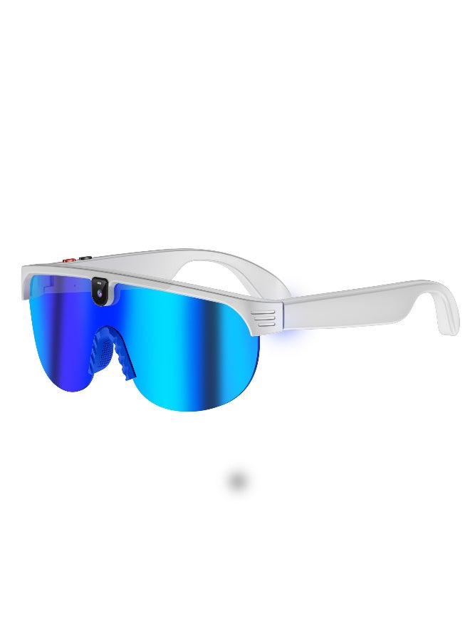 ZESITH White-Blue Bluetooth Camera Glasses, 800W Anti-Shake, Photo Video Record, Sports Cycling, Dual Lenses, Voice Control - Image 1