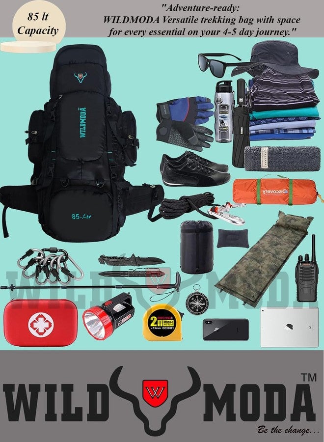 WILD MODA 3 Compartments 85L Adventurevault : Your Secure Companion Travel Bag For Epic Journeys (Black) - Image 4