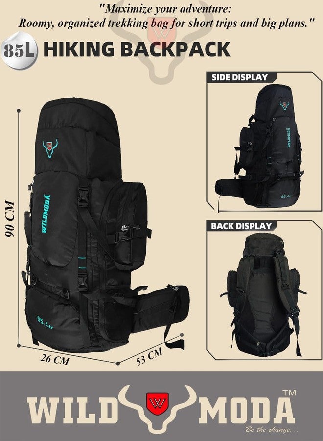 WILD MODA 3 Compartments 85L Adventurevault : Your Secure Companion Travel Bag For Epic Journeys (Black) - Image 3