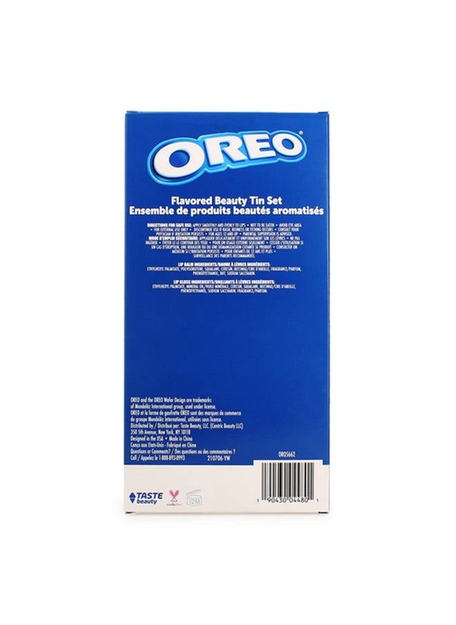 Taste Beauty - Oreo Flavored Beauty Tin Set! Includes 1 Lip Balm 1 Lip Gloss 1 Keychain And 1 Collectible Tin! Oreo Cookies Inspired Lip Balm And Gloss! Choose Your Flavor! (Oreo) - Image 1