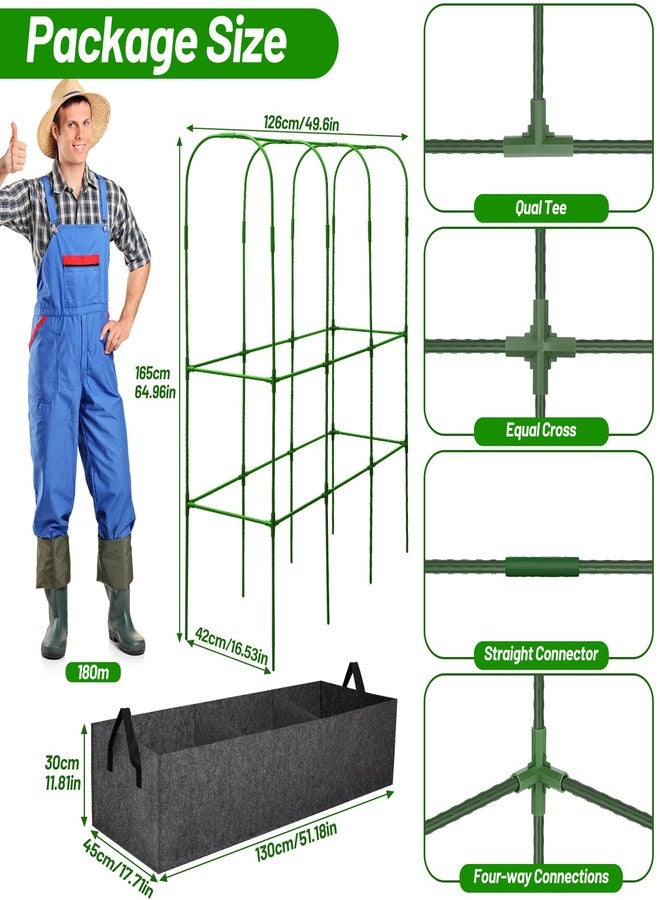 LifeisLuck تعريشة خيار على شكل حرف U مع سرير حديقة مرتفع من القماش 65 × 50 بوصة تعريشة حديقة معدنية مع شبكة، نباتات متسلقة وخضراوات، دعامة نباتات خارجية شديدة التحمل للبازلاء والعنب والكوسا والطماطم - Image 2