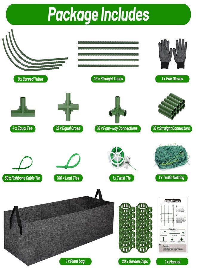 LifeisLuck تعريشة خيار على شكل حرف U مع سرير حديقة مرتفع من القماش 65 × 50 بوصة تعريشة حديقة معدنية مع شبكة، نباتات متسلقة وخضراوات، دعامة نباتات خارجية شديدة التحمل للبازلاء والعنب والكوسا والطماطم - Image 5