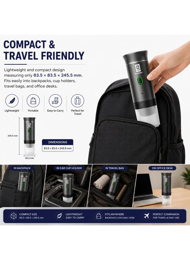 RealBev Portable Espresso Coffee Maker | USB Rechargeable Coffee Machine for Travel, Car, Camping & Office | Compatible with Ground Coffee & Capsules | Compact One-Touch Brewing - Image 2