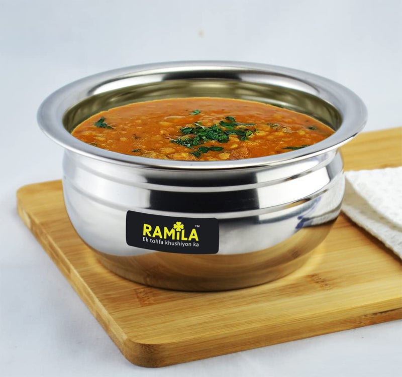 Ramila Stainless Steel Handi Set Induction Bottom Capacity 1.5-L, 1-L, 0..75-L - Image 3