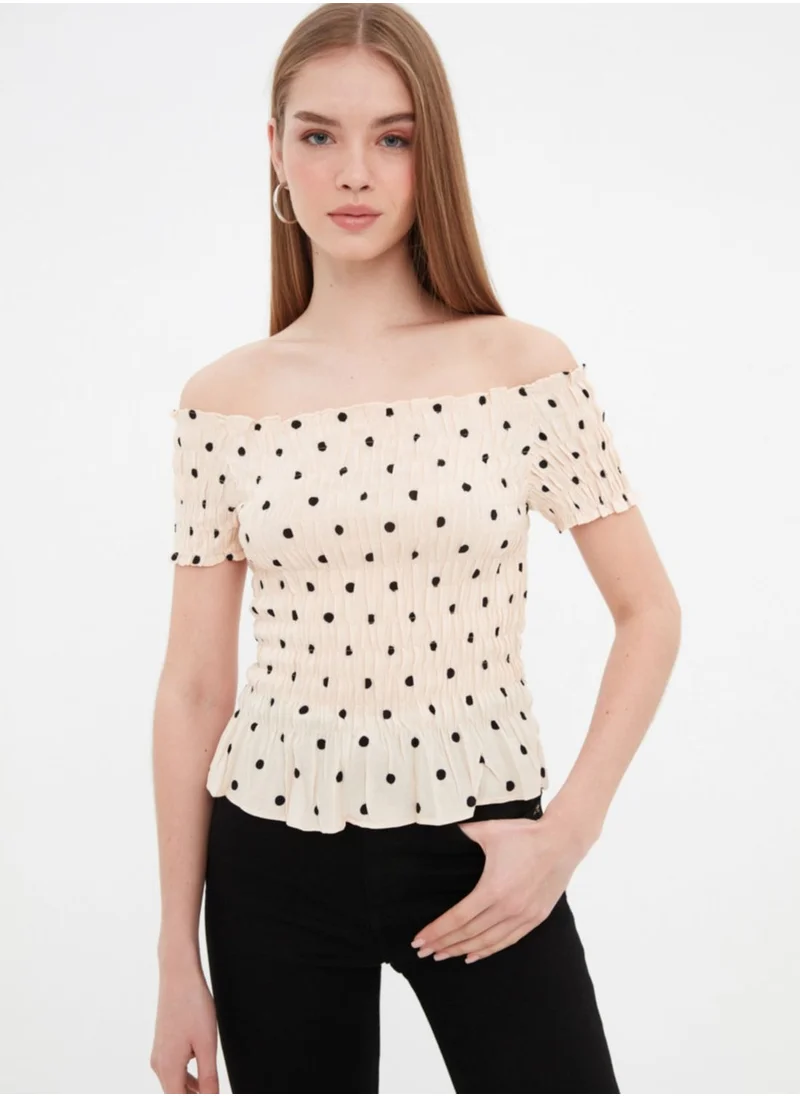 trendyol Polka Dot Bardot Top