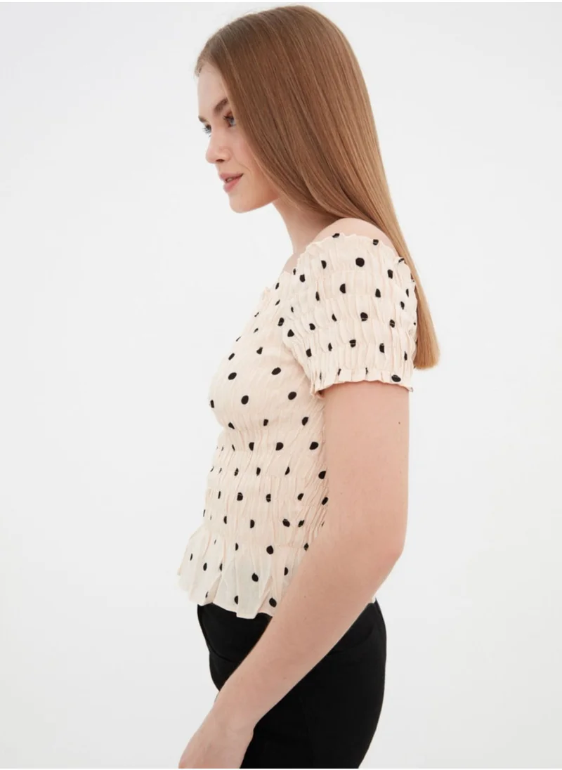 trendyol Polka Dot Bardot Top