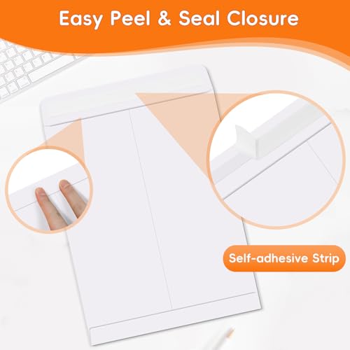 FloraSea 25 Pack Catalog Mailing Envelopes, 9 x 12 Inches Self-Seal White Manilla Envelopes for Mailing, Organize, storage, Home, Office Business - Image 3