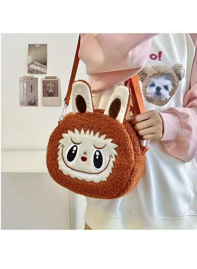 Generic Kawaii Labubu Plush Crossbody Bag – Cute Anime Monster Shoulder Bag for Kids, Large Capacity Cartoon Character Purse, Soft Plush Travel Bag for Boys & Girls, Adjustable Strap, Perfect Gift for Toddlers  - Image 3