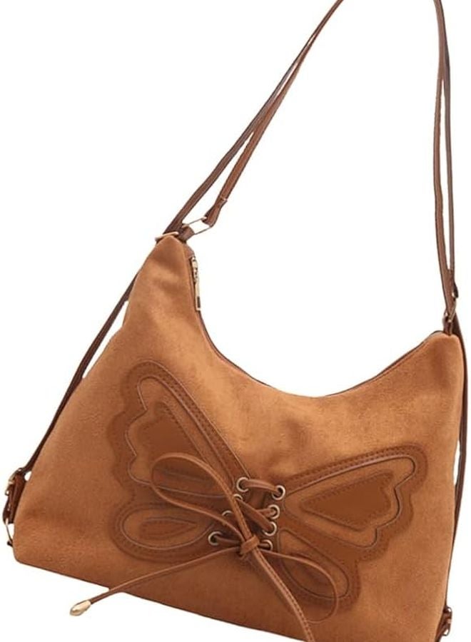 Brown Retro Butterfly Shoulder Bag Adjustable Strap Crossbody Or Backpack - Image 2