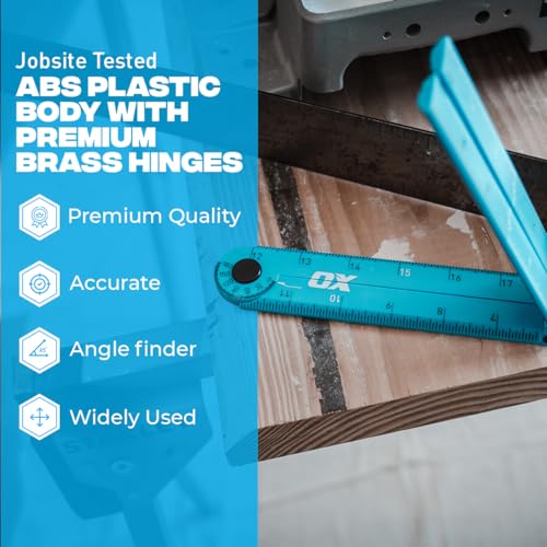 OX Tools Pro 24 Inch Cyan Imperial Tuff Construction Ruler with 3 Quick Measure Sections & Easy Angle Finder - Image 4