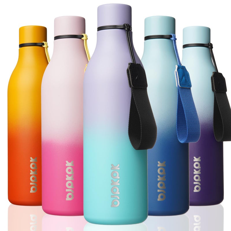BJPKPK Insulated Water Bottles 25 oz Stainless Steel Metal Water Bottle with Strap BPA Free Leak Proof Thermos Mugs Flasks Reusable Thermos for Sports Travel Lavender Mint