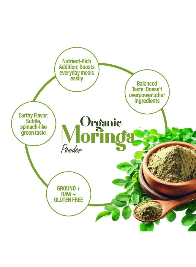 هيلز مسحوق المورينجا هيلز (200 جرام) مسحوق أوراق المورينجا أوليفيرا العضوي - خالٍ من الغلوتين وغير معدل وراثيًا، مثالي للعصائر والمشروبات والشاي والوصفات، معبأ في كيس قابل لإعادة الإغلاق بسحاب - Image 3