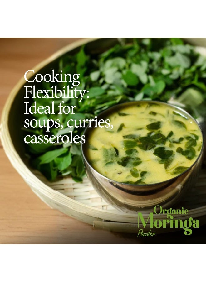 هيلز مسحوق المورينجا هيلز (200 جرام) مسحوق أوراق المورينجا أوليفيرا العضوي - خالٍ من الغلوتين وغير معدل وراثيًا، مثالي للعصائر والمشروبات والشاي والوصفات، معبأ في كيس قابل لإعادة الإغلاق بسحاب - Image 5