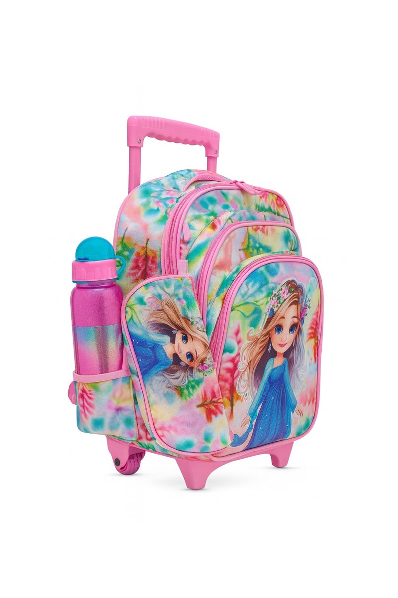 مجموعة شنطة مدرسية فاخرة بعجلات للأطفال – 3 قطع (شنطة بعجلات + حقيبة طعام + مقلمة) – تصميم عصري للبنات والأولاد - Image 4